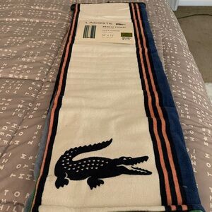 Lacoste White and Navy Striped Towel